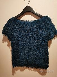 Maglioncino eyelash ottanio