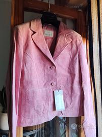 Giacca/blazer in vera pelle scamosciata Rosa 