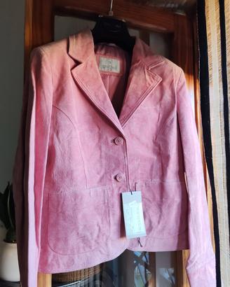 Giacca/blazer in vera pelle scamosciata Rosa 