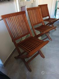 Sei sedie e portavivande in legno massello teak