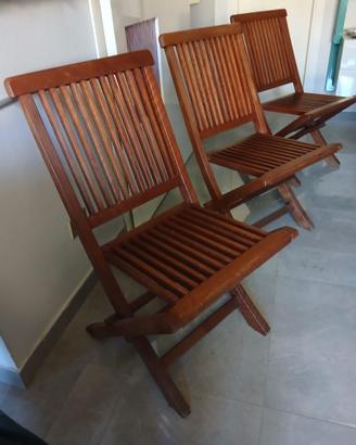 Sei sedie e portavivande in legno massello teak