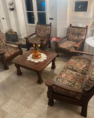 Set divani e poltrone in legno massello