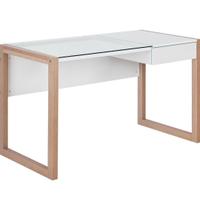 Scrivania in legno e vetro con cassetto