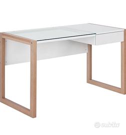 Scrivania in legno e vetro con cassetto