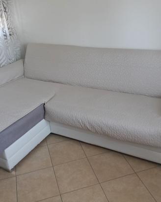 Divano letto 3 posti con penisola e contenitore
