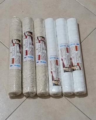 lotto 6 rotoli runner pizzo decorazione natalizia 