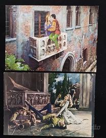 Lotto 2 cartoline Giulietta e Romeo San Valentino