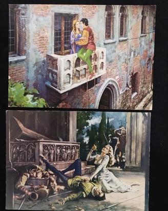 Lotto 2 cartoline Giulietta e Romeo San Valentino