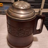 Grande Boccale Birra Vintage 25cm - Legno e Vetro