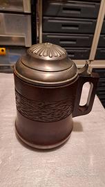 Grande Boccale Birra Vintage 25cm - Legno e Vetro