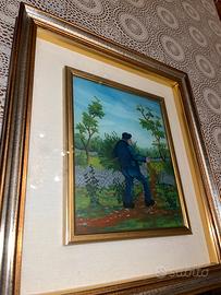 Quadro di Mario Mendica 1982 con soggetto boscaiol