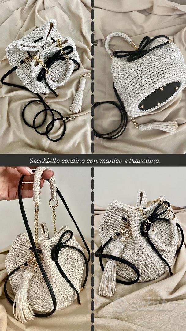 Borsa secchiello all'uncinetto Abbigliamento e Accessori In