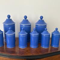 Set nr. 9 barattoli per biscotti blu vintage