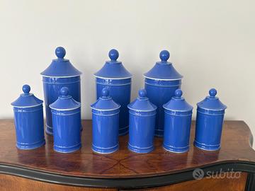 Set nr. 9 barattoli per biscotti blu vintage