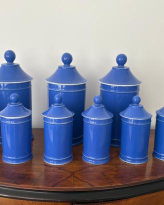 Set nr. 9 barattoli per biscotti blu vintage
