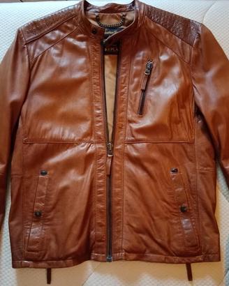 giacca in pelle marrone Replay 