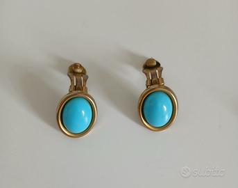Orecchini Vintage Clip con Pasta di Turchese