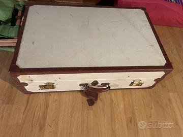 Valigia guardaroba vintage anni ’40’60 legno-cuoio