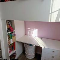 Cameretta bianca letto a soppalco  90x200