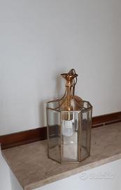 Lampadario vintage ottagonale ottone placcato oro
