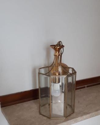 Lampadario vintage ottagonale ottone placcato oro