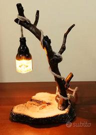 Lampada artigianale in legno e vetro stile rustico