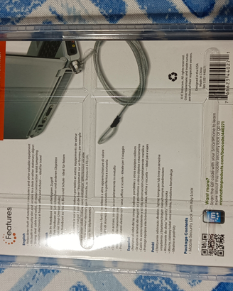 Cavo sicurezza notebook Manhattan 1,4 m lucchetto