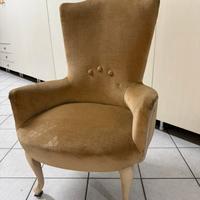 Poltroncina vintage velluto beige