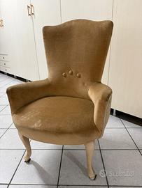 Poltroncina vintage velluto beige