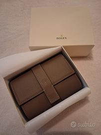 Rolex Porta Orologio In Pelle Marrone 2 Posti New