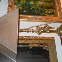 Grande lampada ottone massiccio e alcantara
