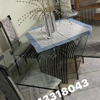 tavolo in vetro e marmo con appoggio in marmo sott