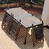 Tavolo in teak con 6 sedie pieghevoli in teak