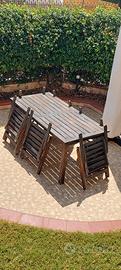 Tavolo in teak con 6 sedie pieghevoli in teak