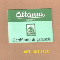 Vecchia garanzia orologio ALTANUS anni '70