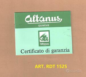 Vecchia garanzia orologio ALTANUS anni '70