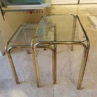 tavolini in metallo con  ripiano in vetro 