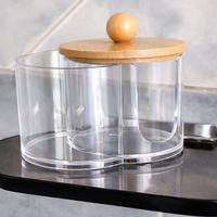 Organizer Bagno in Acrilico con Coperchio in Bambù