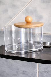 Organizer Bagno in Acrilico con Coperchio in Bambù