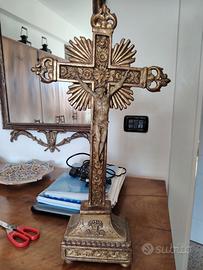 Splendido Crocefisso ligneo da tavolo dell'800