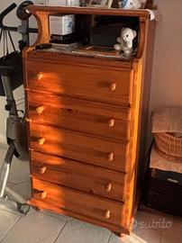 Cassettiera 5 cassetti in pino di svezia