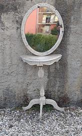 Tavolino ad angolo + Specchio ovale Shabby Chic