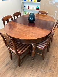 Tavolo antico rotondo allungabile in noce