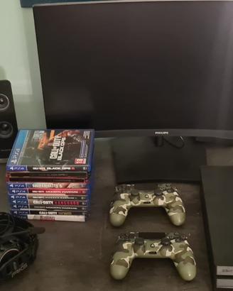 Play Station 4 pro & monitor 24 curvo  + accessori