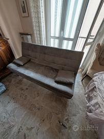 Divano letto a libro in Alcantara, grigio