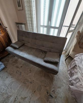 Divano letto a libro in Alcantara, grigio
