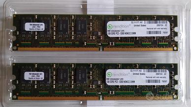 Memoria RAM DIMM 1 + 1 Gb per computer desktop