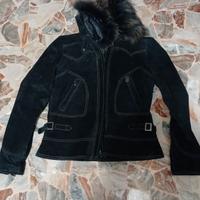 Giacca vere pelle scamosciata nera