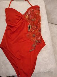 Costume intero, arancione, Taglia S. Alta moda 