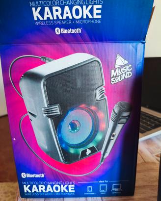 Karaoke wireless bluetooth + microfono e luci led